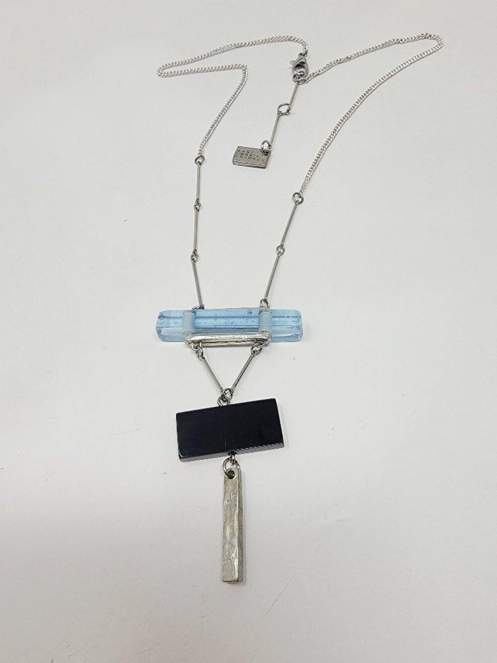 Anne Marie Chagnon Blue Resin Asymmetrical Geometric Necklace